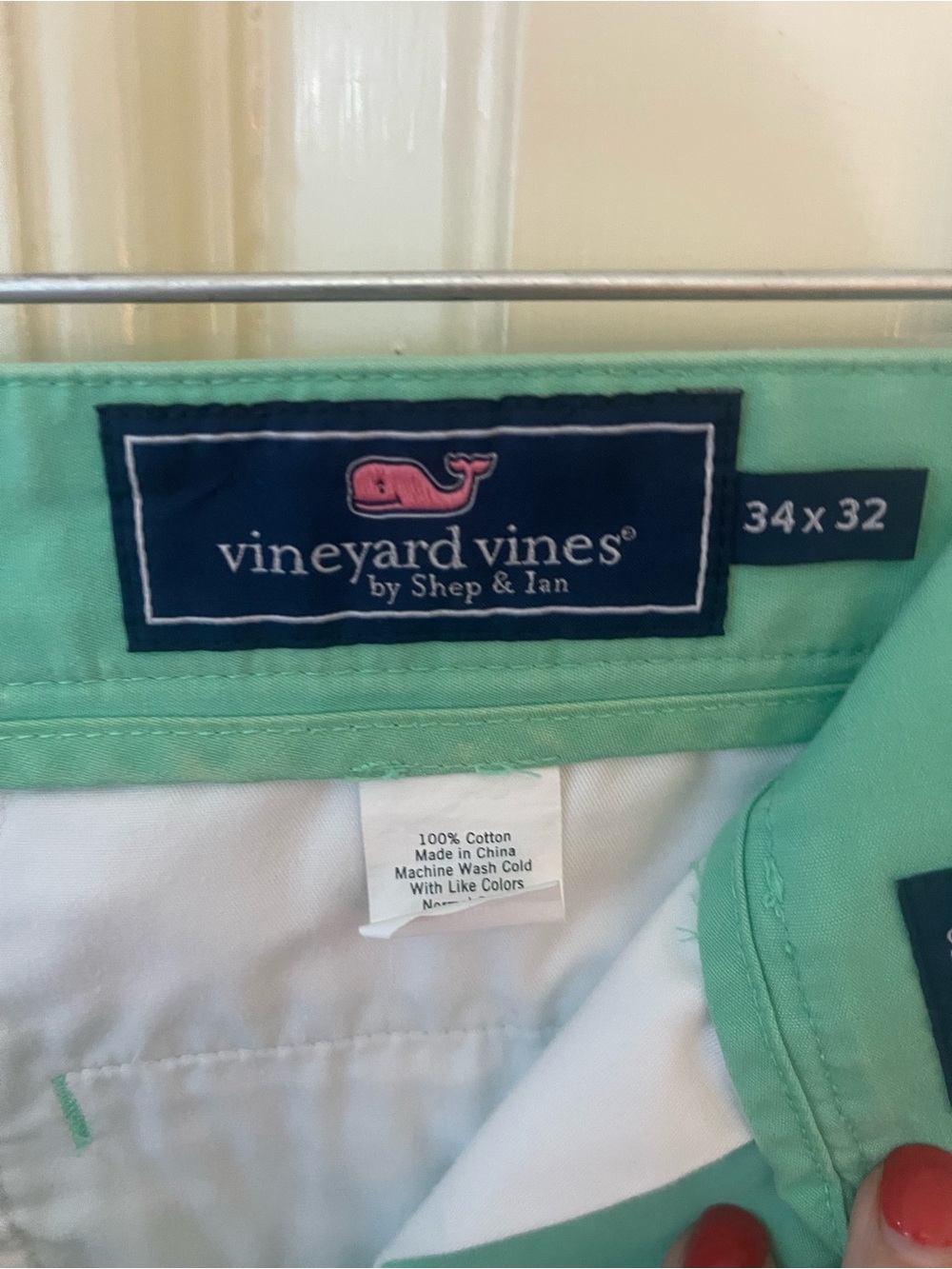Vineyard Vines Mint Green Chino Pants with Blue Fish Embroidery - Picture 5 of 6
